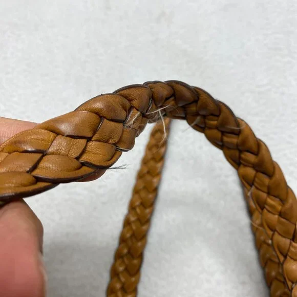 VINTAGE Michael Kors ASTOR BRAID Handbag Camel Leather Grommet Satchel Y2K - Picture 12 of 15